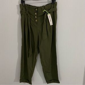 Vanilla Star Women’s Paperbag Waist High Waist Elastic Waist Pants